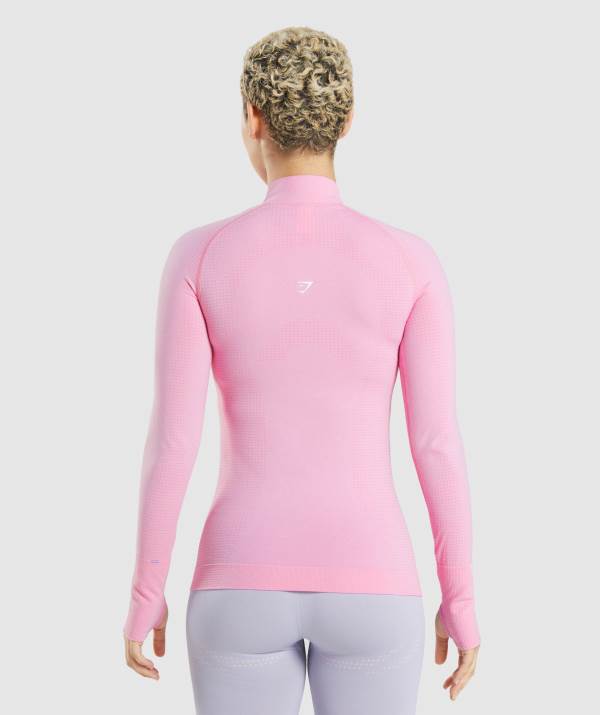 Damske Pulovre Gymshark Vital Seamless 2.0 1/2 Zip Ruzove | HV2460593